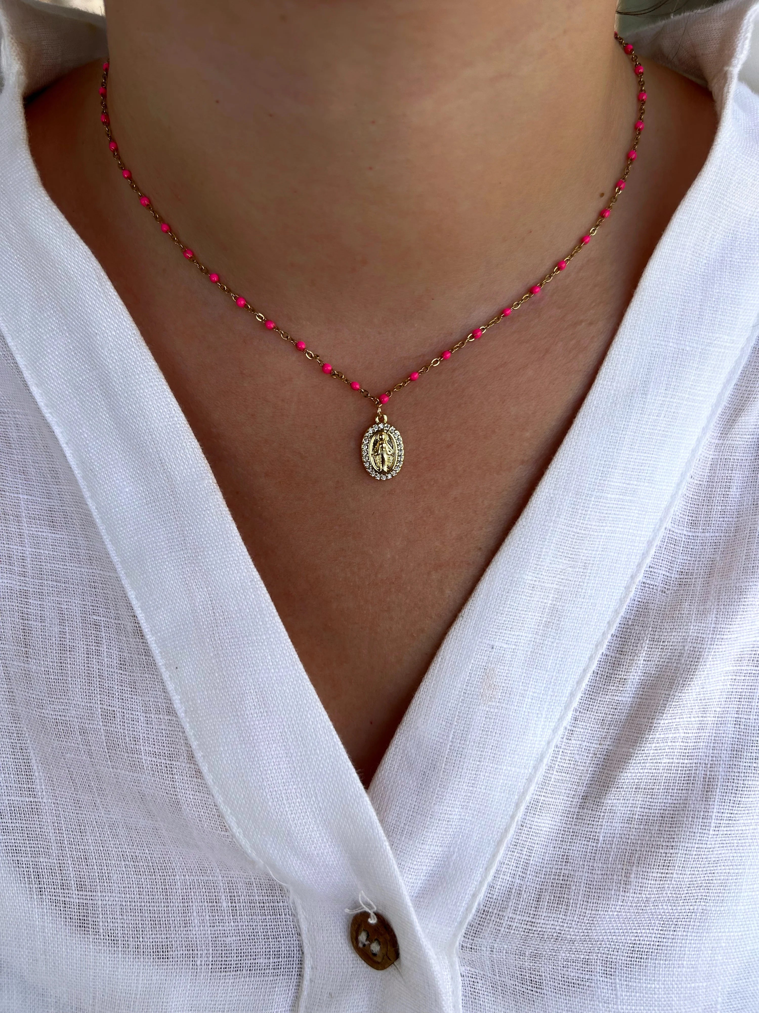 Virgin Mary Beaded Necklace