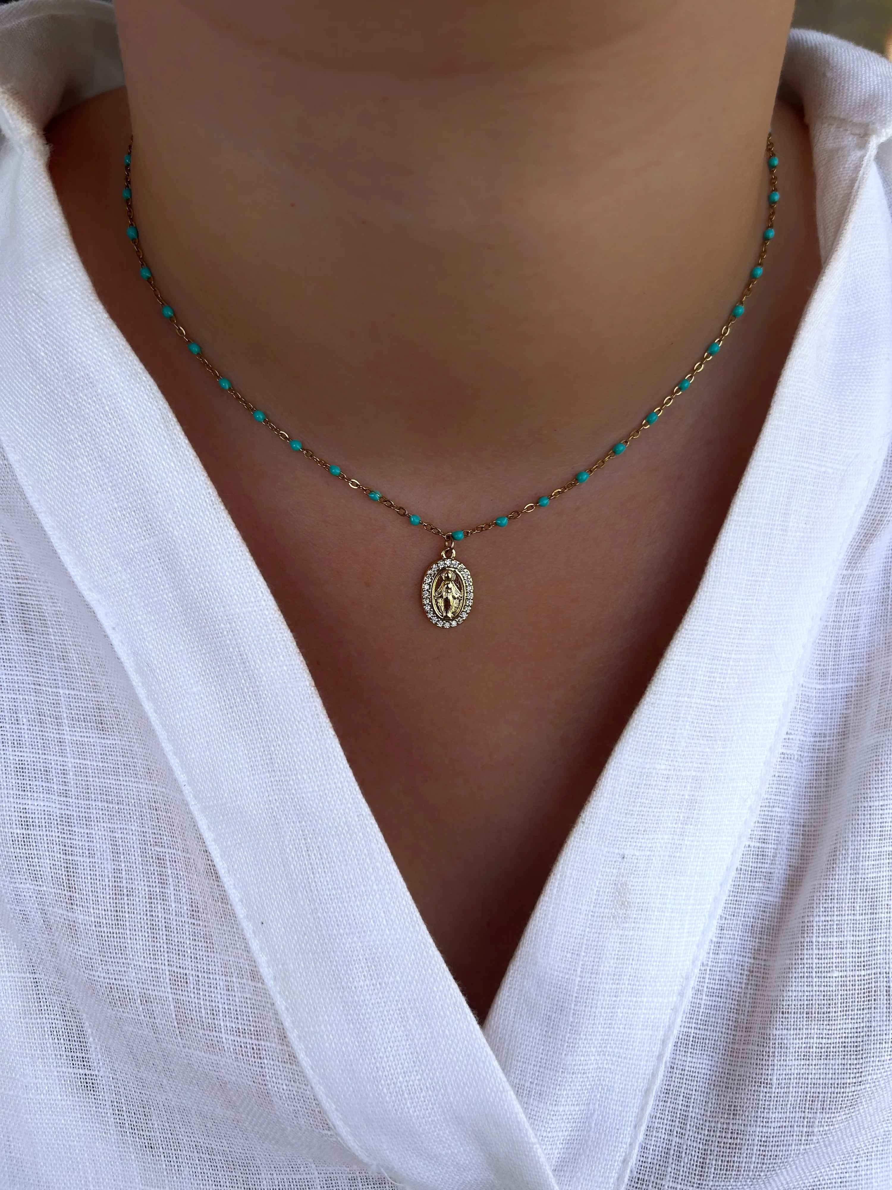 Virgin Mary Beaded Necklace