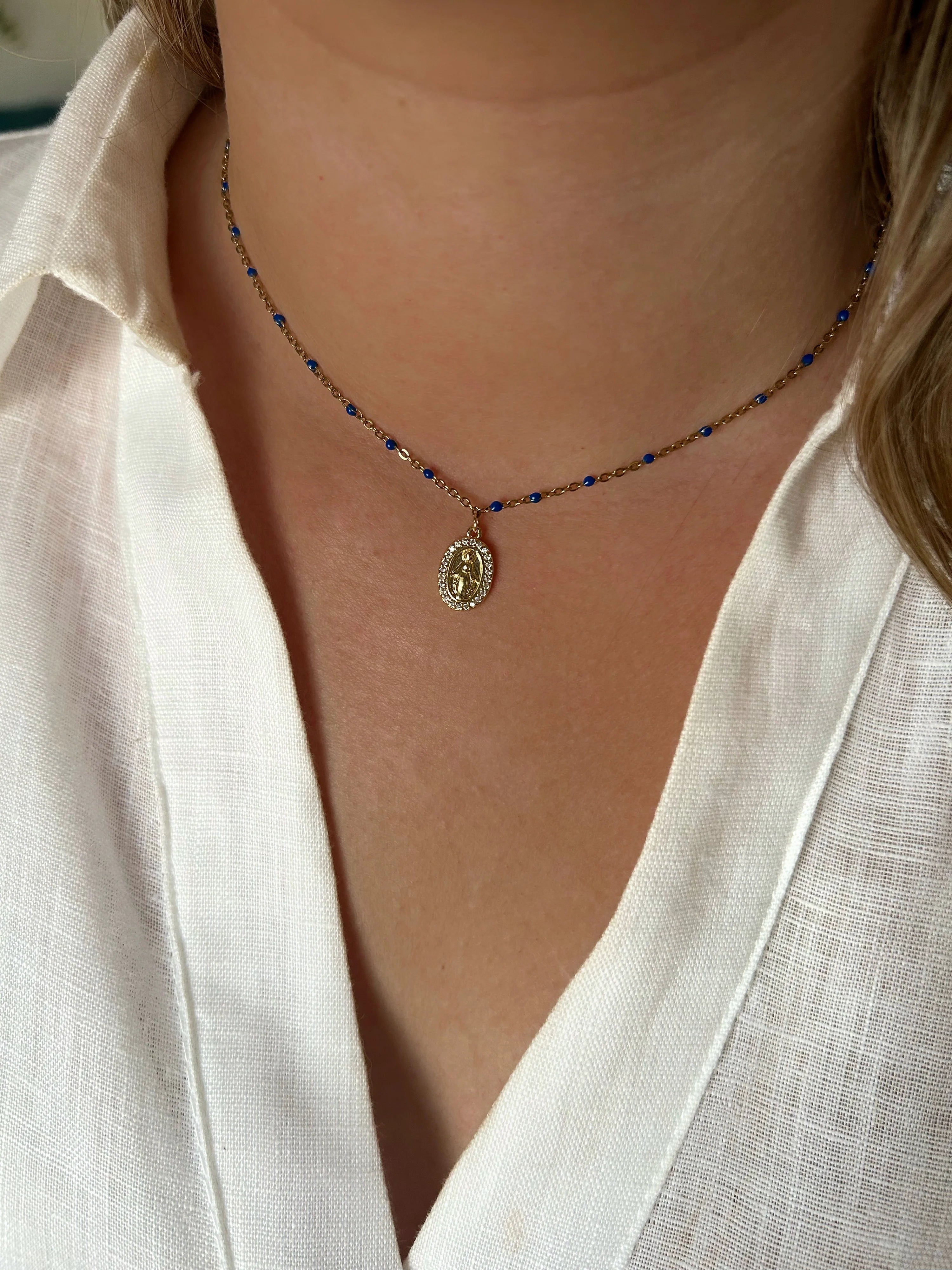 Virgin Mary Beaded Necklace