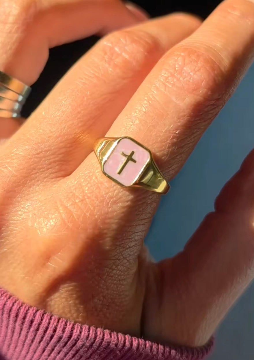 Enamel Cross Ring